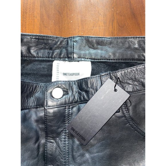 One Teaspoon Wanderer Leather High Waist Bandits Shorts in Black 31 - Picture 10 of 13